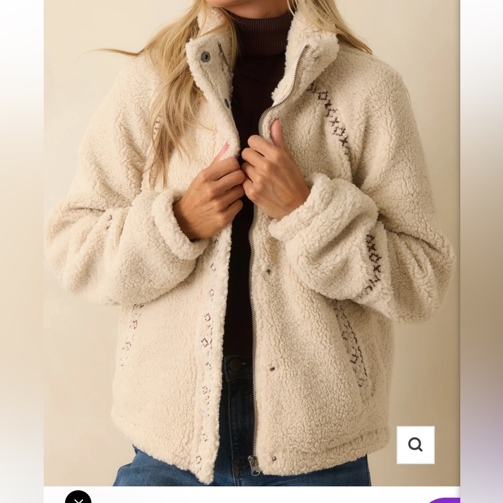 Cozy Cream Sherpa Jacket Thread & Supply size small